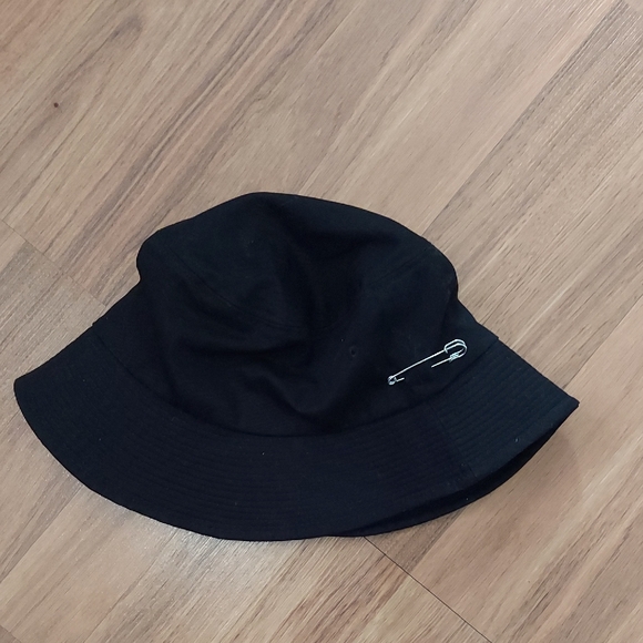 Accessories - Black Bucket Hat with Safety Pin Accent